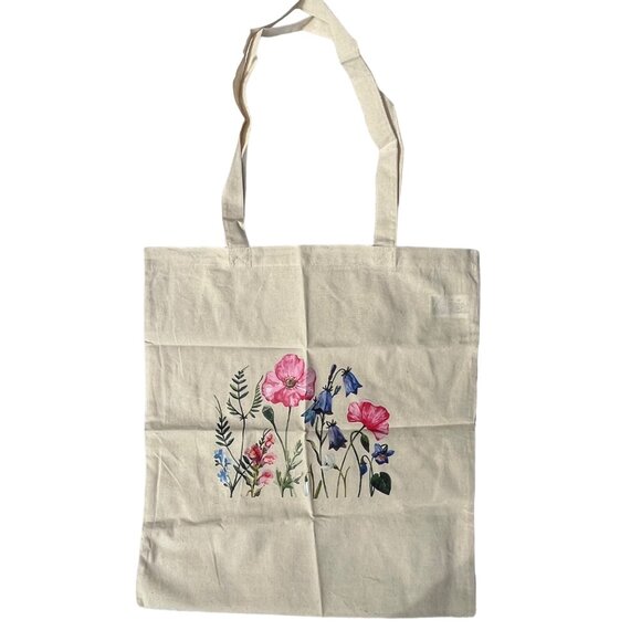 Unknown Handbags - NWOT Floral Reusable Tote Bag Beige Natural